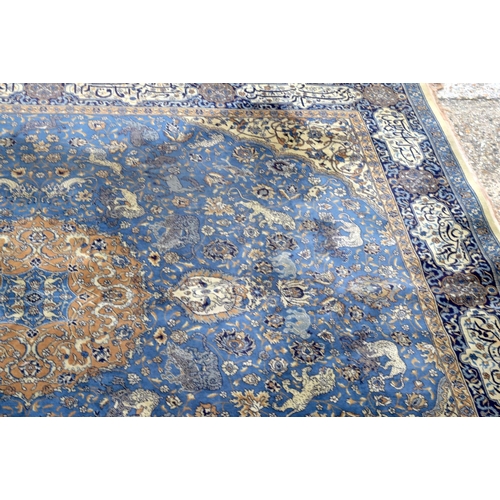 3841 - A large blue ground Indian rug 368 x 320 cm.