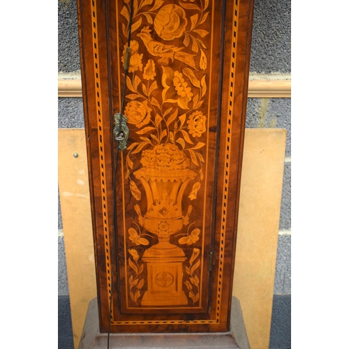 722E - AN ANTIQUE MARQUETRY LONG CASE CLOCK by Thompson of Cirencester. 192 cm x 42 cm.