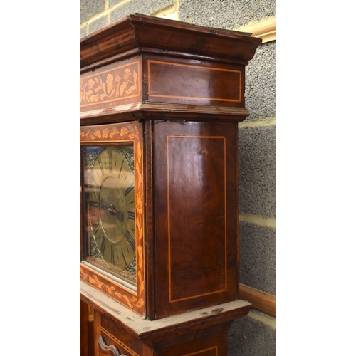 722E - AN ANTIQUE MARQUETRY LONG CASE CLOCK by Thompson of Cirencester. 192 cm x 42 cm.