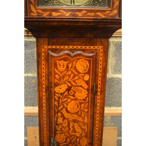 722E - AN ANTIQUE MARQUETRY LONG CASE CLOCK by Thompson of Cirencester. 192 cm x 42 cm.