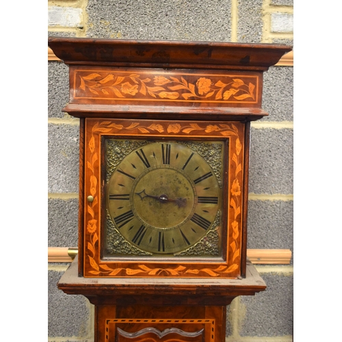 722E - AN ANTIQUE MARQUETRY LONG CASE CLOCK by Thompson of Cirencester. 192 cm x 42 cm.