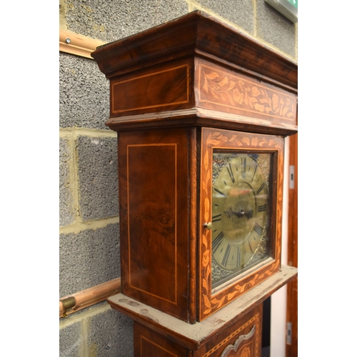 722E - AN ANTIQUE MARQUETRY LONG CASE CLOCK by Thompson of Cirencester. 192 cm x 42 cm.