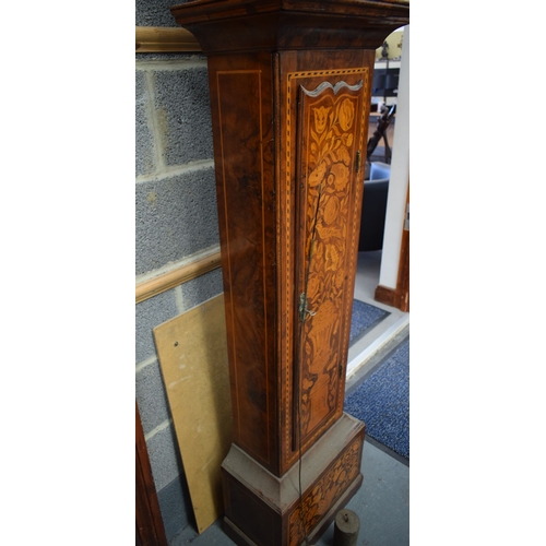 722E - AN ANTIQUE MARQUETRY LONG CASE CLOCK by Thompson of Cirencester. 192 cm x 42 cm.