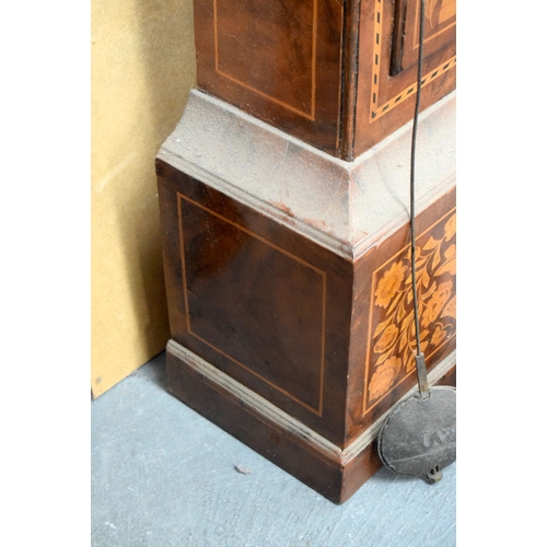 722E - AN ANTIQUE MARQUETRY LONG CASE CLOCK by Thompson of Cirencester. 192 cm x 42 cm.