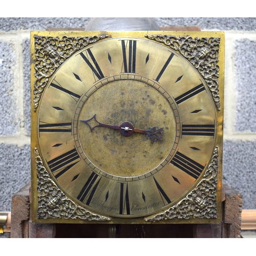 722E - AN ANTIQUE MARQUETRY LONG CASE CLOCK by Thompson of Cirencester. 192 cm x 42 cm.