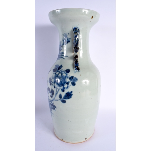 1845 - A LARGE 19TH CENTURY CHINESE CELADON BLUE AND WHITE VASE Qing. 45 cm x 12 cm.