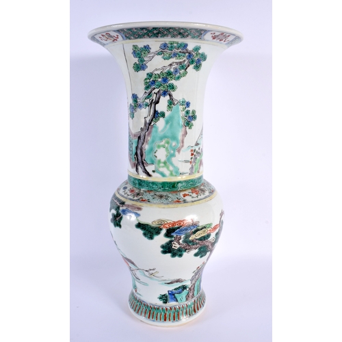 1858 - A LARGE CHINESE FAMILLE VERTE PORCELAIN YEN YEN VASE probably late Qing, bearing Kangxi marks to bas... 