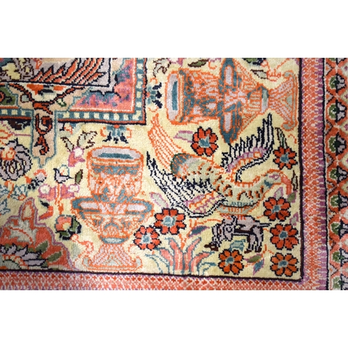 3839 - A small Islamic silk rug 122 x 77 cm .