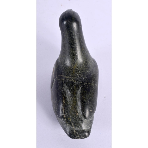 100 - A NORTH AMERICAN INUIT CARVED STONE FIGURE OF A BIRD. 12 cm x 8 cm.