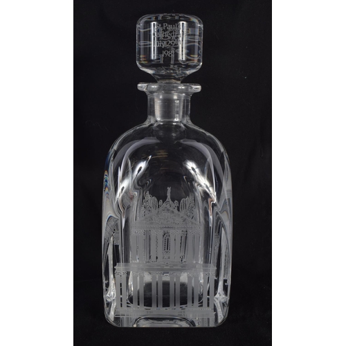 103 - AN ORREFORS PRINCESS OF WALES GLASS DECANTER. 24 cm high.