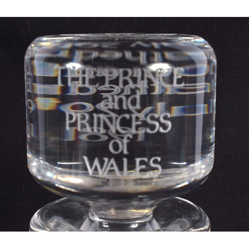 103 - AN ORREFORS PRINCESS OF WALES GLASS DECANTER. 24 cm high.