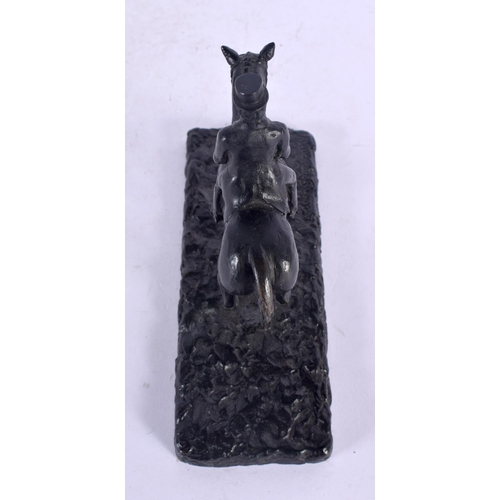 106 - Edwin Johnson (19th/20th Century) Bronze, Dressage rider. 16 cm x 14 cm.