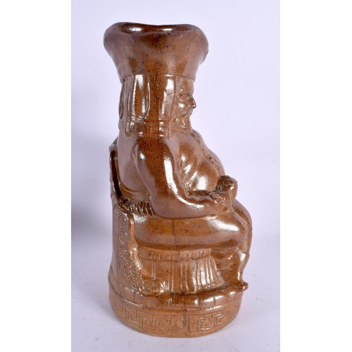 126 - A 19TH CENTURY SALT GLAZED STONEWARE CHARACTER JUG depicting a stoutly male. 26 cm high.