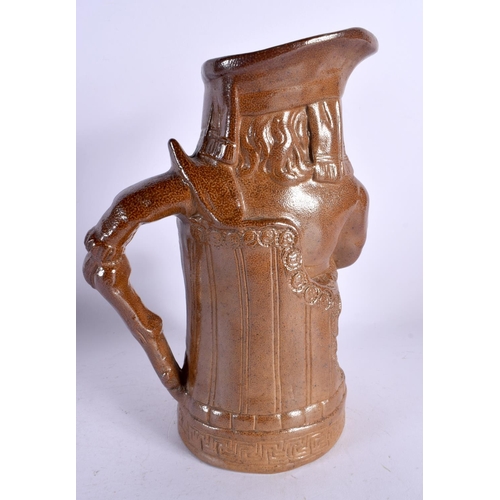 126 - A 19TH CENTURY SALT GLAZED STONEWARE CHARACTER JUG depicting a stoutly male. 26 cm high.