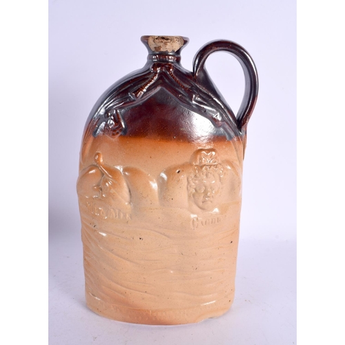 127 - A 19TH CENTURY SALT GLAZED STONEWARE FLASK Attributed to Doulton & Watts of Lambeth. 26 cm x 14 cm.