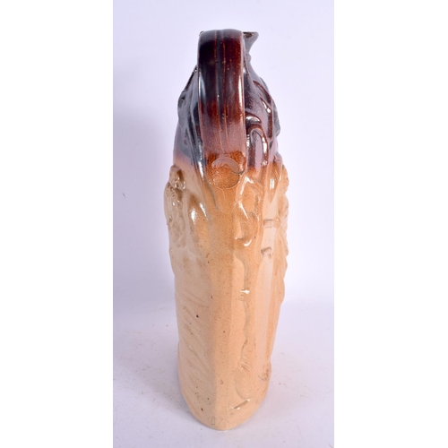 127 - A 19TH CENTURY SALT GLAZED STONEWARE FLASK Attributed to Doulton & Watts of Lambeth. 26 cm x 14 cm.