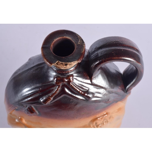 127 - A 19TH CENTURY SALT GLAZED STONEWARE FLASK Attributed to Doulton & Watts of Lambeth. 26 cm x 14 cm.