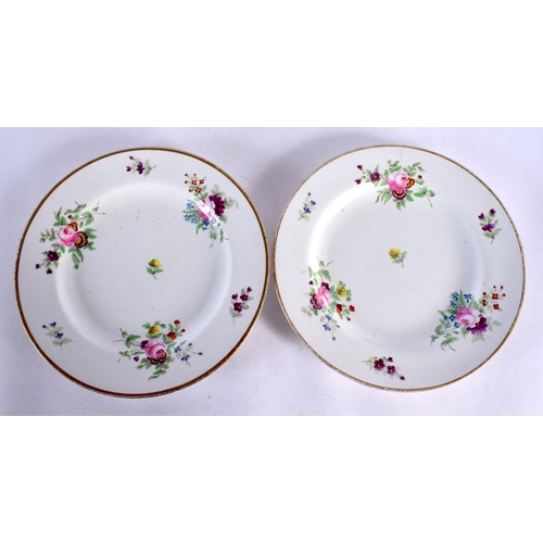 140 - AN EARLY 19TH CENTURY ENGLISH PORCELAIN COMPORT together with plates and a dish. Largest 30 cm wide.... 