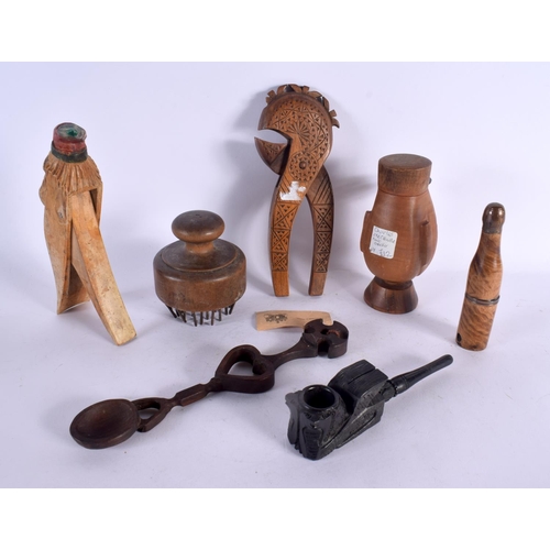 144 - ASSORTED TREEN together with a Welsh love spoon etc. (qty)