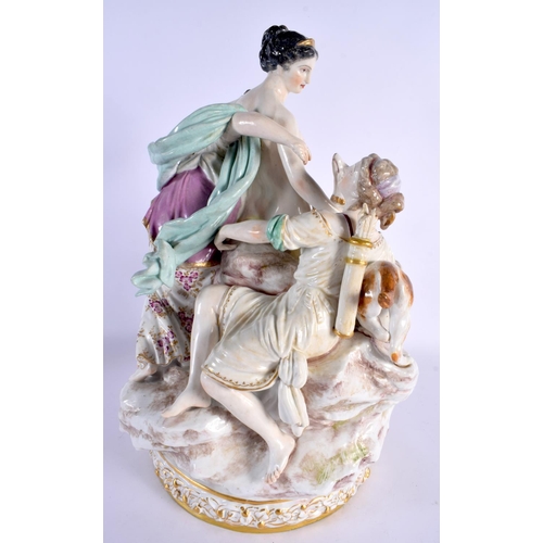 161 - A VERY LARGE 19TH CENTURY GERMAN PORCELAIN FIGURAL GROUP in the manner of Meissen, modelled with fig... 