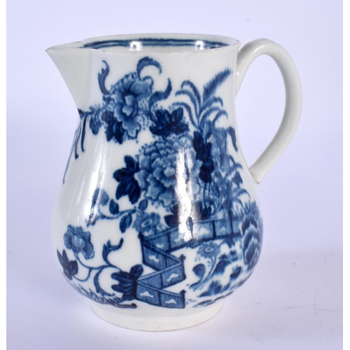 176 - 18th Caughley plate painted in the Dartboard pattern, and a Worcester jug in underglaze blue.  Plate... 