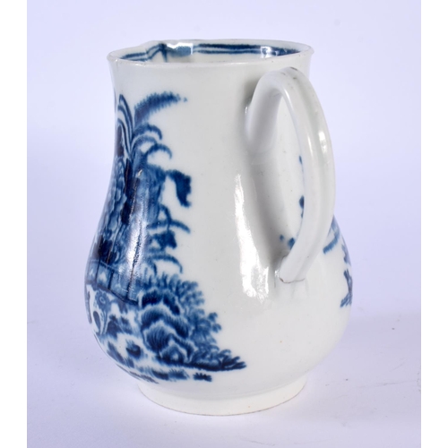 176 - 18th Caughley plate painted in the Dartboard pattern, and a Worcester jug in underglaze blue.  Plate... 