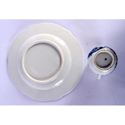 176 - 18th Caughley plate painted in the Dartboard pattern, and a Worcester jug in underglaze blue.  Plate... 