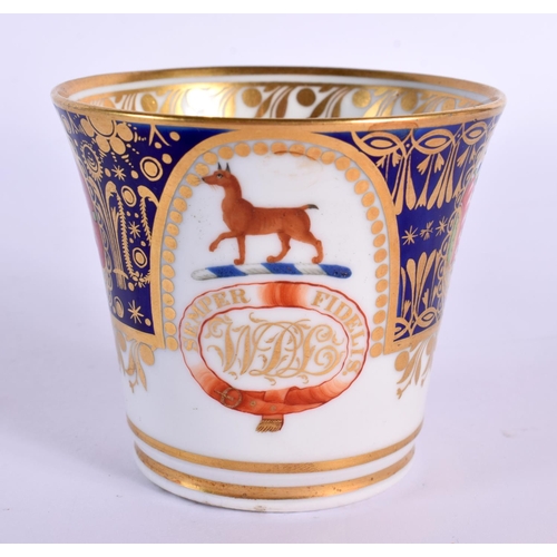 177 - Early 19th century crested wares, a Chamberlain coffee cup with SEMPER FIDELIS and initials WDL, a s... 