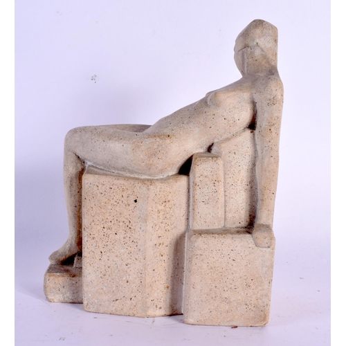 21 - A STYLISH CONTINENTAL MID CENTURY STONE FIGURE OF A STYLISED FEMALE. 17 cm x 12 cm.