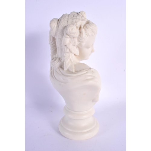 216 - 19th century English Parian bust of a young woman.  21cm high