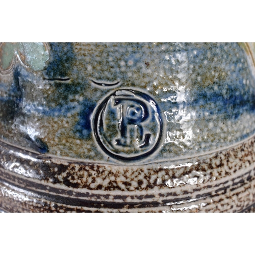 22 - A PAIR OF SALT GLAZED STUDIO POTTERY PEDESTAL COMPORTS decorated in the manner of Doulton Lambeth. 2... 