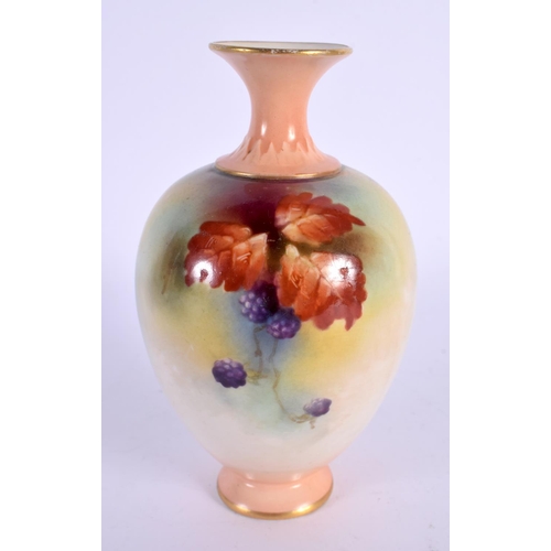 223 - Royal Worcester vase painted with autumnal leaves and berries by K. Blake, signed, shape 302 H,  dat... 