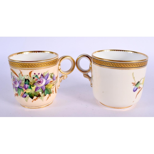 228 - Royal Worcester coffee cup, teacup and saucer painted with clematis by David Bates, who late painted... 