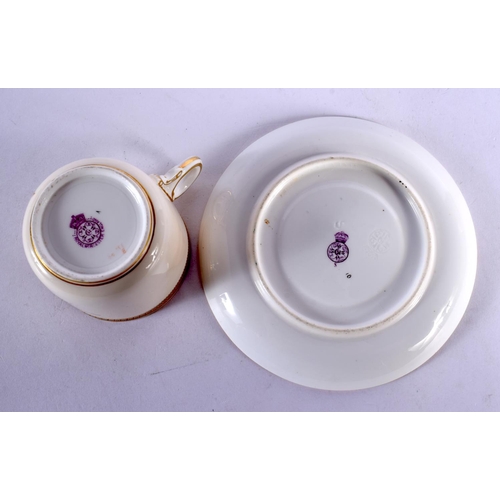 247 - Royal Worcester cup and saucer painted with foxglove and heather by David Bates, date mark 1881.  Sa... 