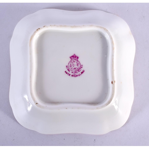 256 - Royal Worcester dish painted with flowers by J. Freeman, signed, date mark 1935.  12cm wide