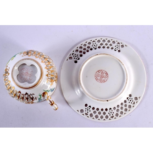 259 - 19th century Royal Worcester reticulated teacup and a saucer similar both with circular Royal Worces... 