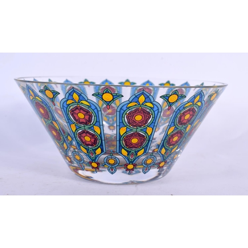 27 - A FINE EARLY 20TH CENTURY EUROPEAN GLASS BOWL decorated all over with floral roundels. 12.5 cm diame... 