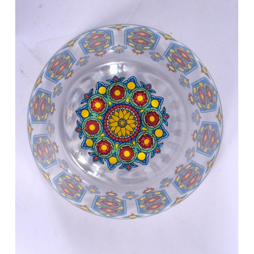 27 - A FINE EARLY 20TH CENTURY EUROPEAN GLASS BOWL decorated all over with floral roundels. 12.5 cm diame... 