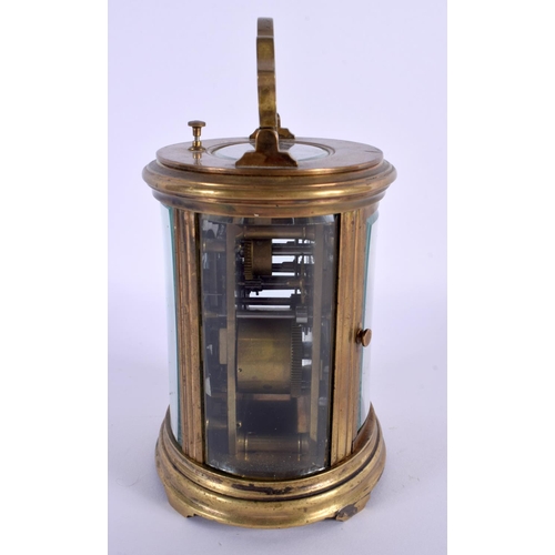 289 - AN ANTIQUE FRENCH BRASS REPEATING CARRIAGE CLOCK with triple altering mechanism to the base. 16.5 cm... 