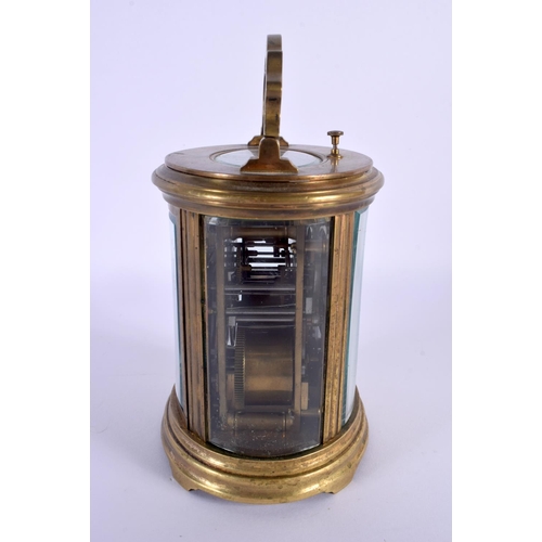 289 - AN ANTIQUE FRENCH BRASS REPEATING CARRIAGE CLOCK with triple altering mechanism to the base. 16.5 cm... 