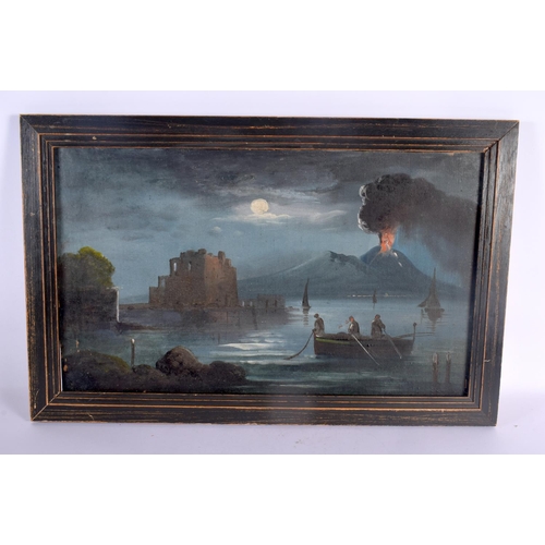 308 - Italian School (19th Century) Pair, Oil on canvas, Mount Vesuvius. 38 cm x 58 cm.