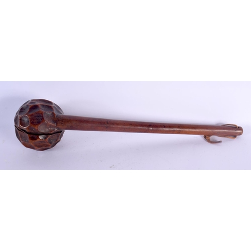 309 - A RARE 19TH CENTURY AFRICAN ZULU TRIBAL KNOBKERRIE THROWING CLUB with concave dimple carved terminal... 