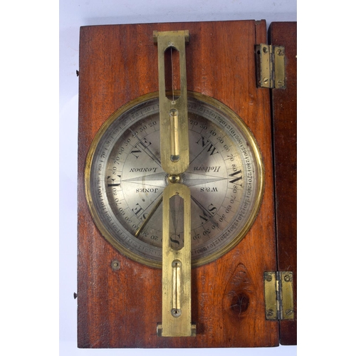 316 - AN UNUSUAL ANTIQUE MINERS DIAL SURVEYORS COMPASS by W & S Jones of Holburn London. 30 cm square open... 