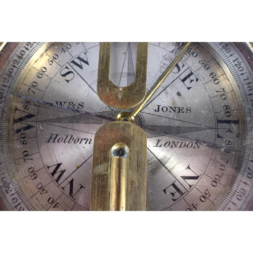 316 - AN UNUSUAL ANTIQUE MINERS DIAL SURVEYORS COMPASS by W & S Jones of Holburn London. 30 cm square open... 