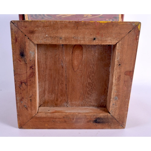 320 - A CHARMING EARLY 20TH CENTURY INDIAN COUNTRY HOUSE LACQUERED WOOD BOX painted all over with monkeys ... 