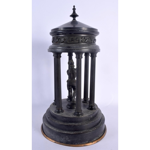 325 - A RARE 19TH CENTURY EUROPEAN GRAND TOUR BRONZE AND MARBLE SCULPTURE depicting a soldier under Corint... 