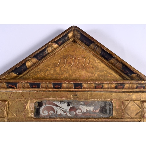 326 - AN 18TH CENTURY CONTINENTAL CARVED BOXWOOD AND EGLOMISE GLASS CORPUS CHRISTI upon an original red ve... 