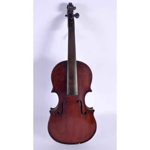 335 - A CASED FRENCH SMALL LE LORRAIN VIOLIN. 43.5 cm long, length of back 27 cm.