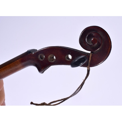 335 - A CASED FRENCH SMALL LE LORRAIN VIOLIN. 43.5 cm long, length of back 27 cm.