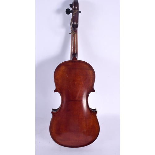 335 - A CASED FRENCH SMALL LE LORRAIN VIOLIN. 43.5 cm long, length of back 27 cm.